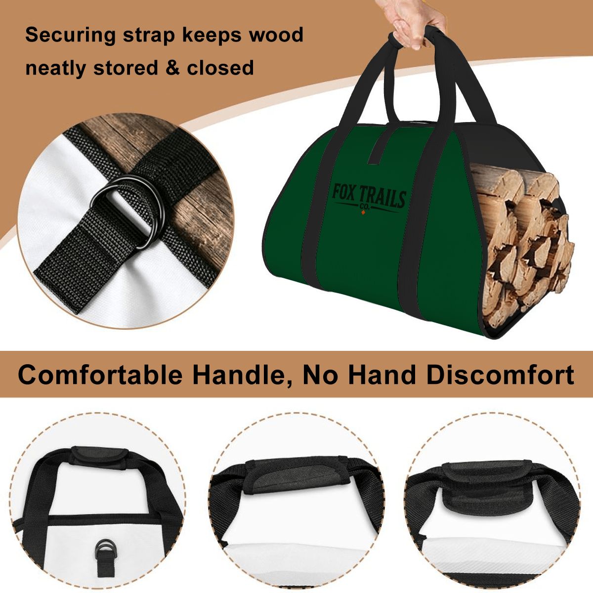 Fox Trails Firewood Carrier — Dark Green